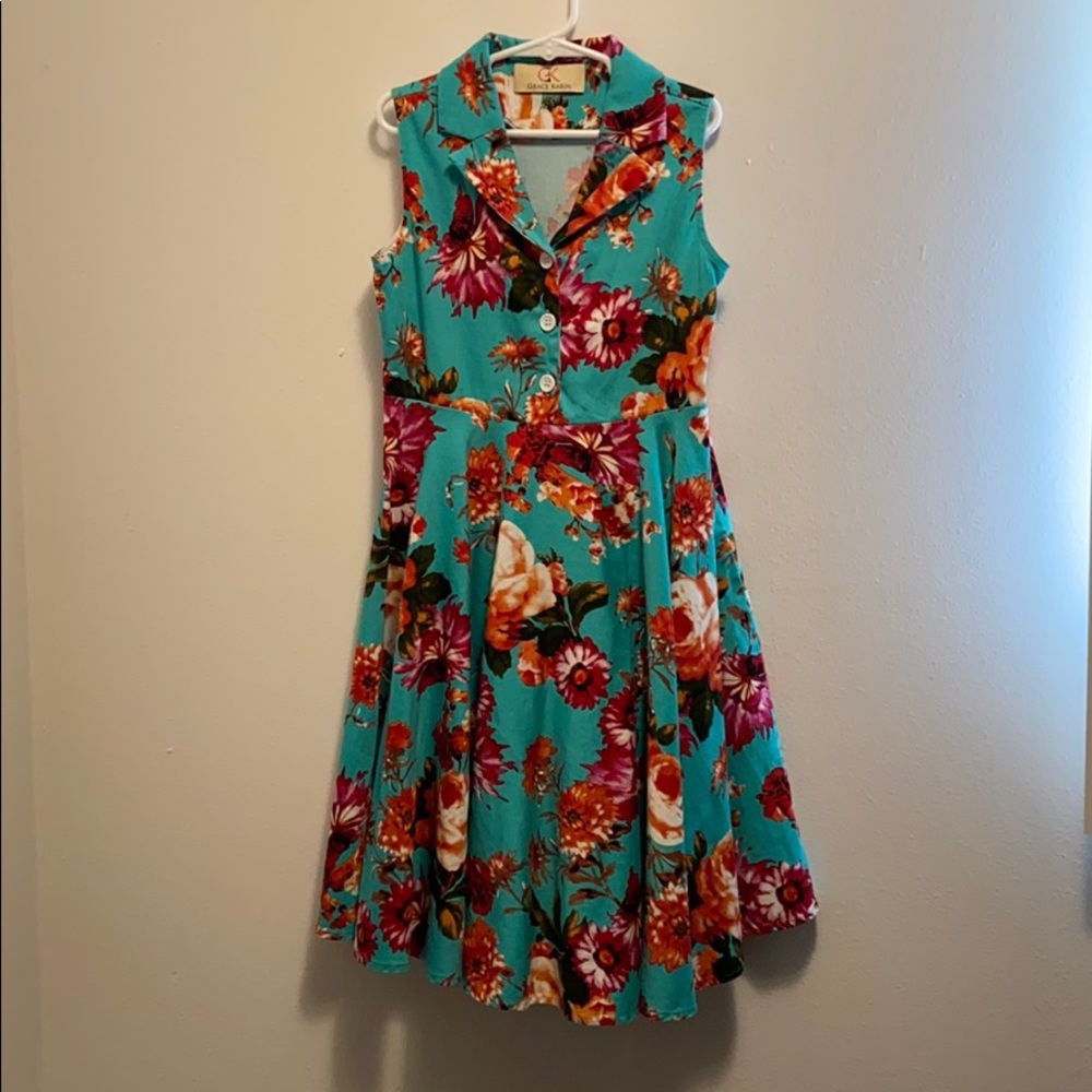 Grace Karin sleeveless vintage button party dress